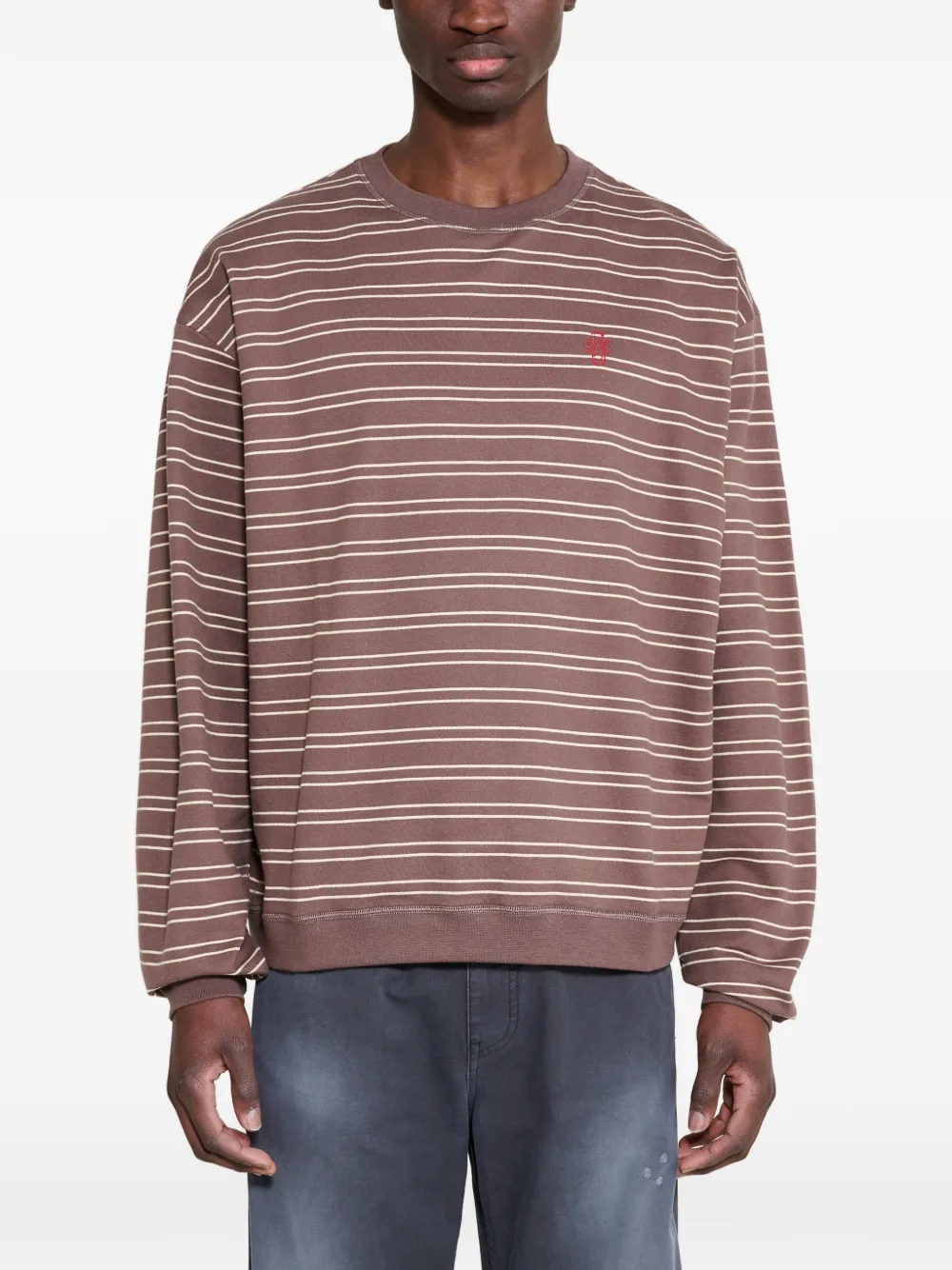 Stockholm Surfboard Club striped cotton sweatshirt - Marrone