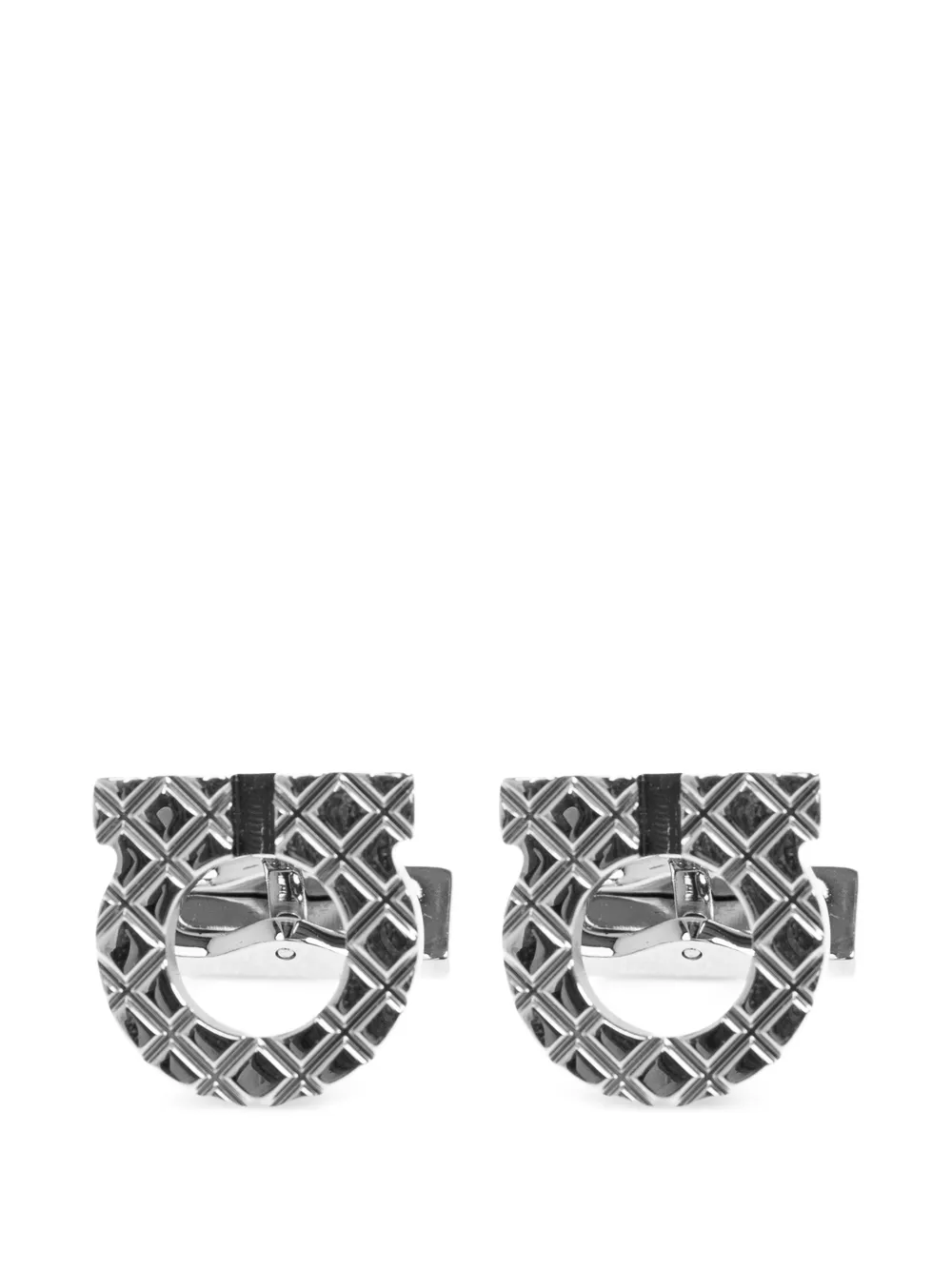 Ferragamo Gancini diamond-patterned cufflinks - Silber