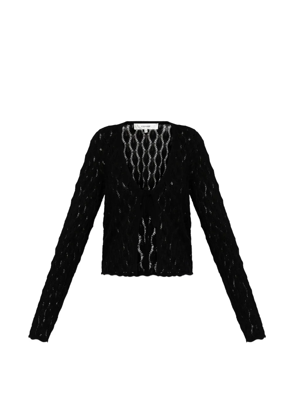 FRAME pointelle-knit tie-fastening cardigan - Nero