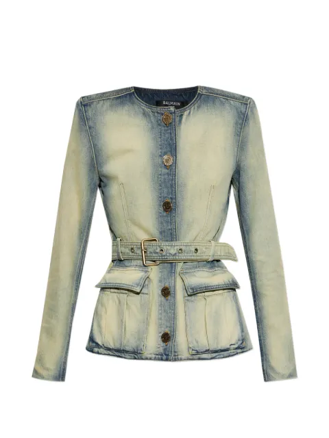 Balmain belted denim jacket
