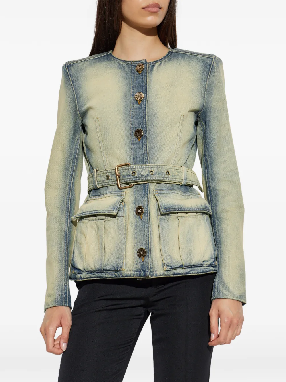 Balmain Denim jack Blauw
