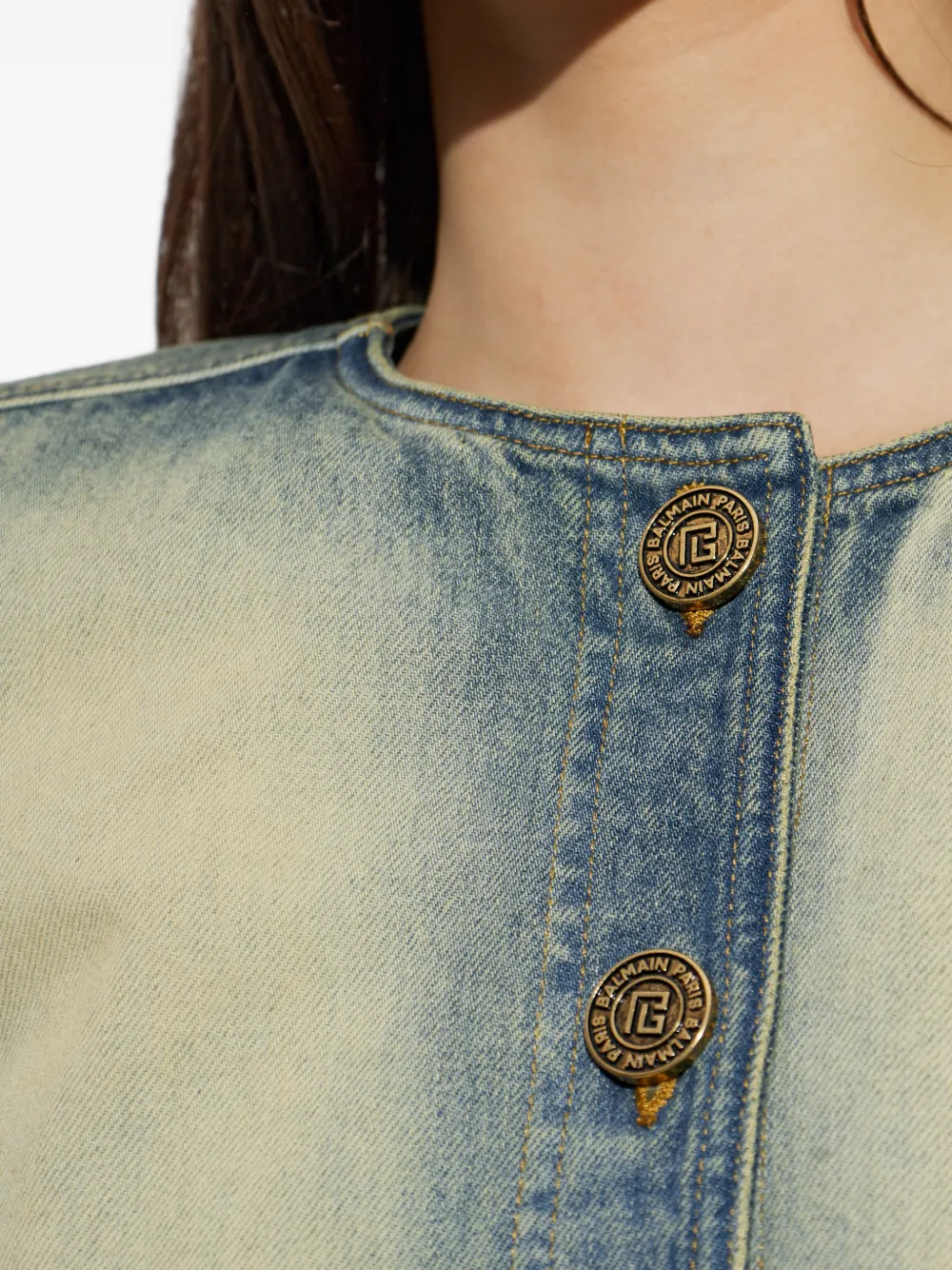 Balmain Denim jack Blauw