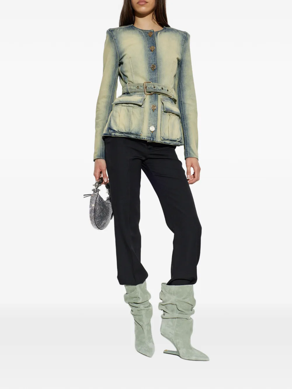 Balmain Denim jack Blauw
