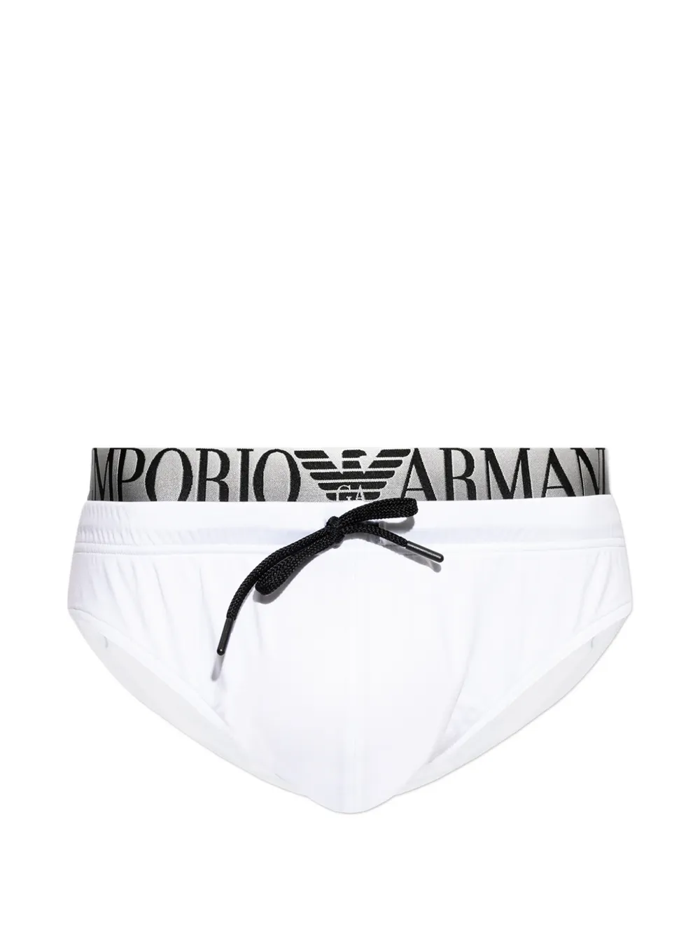 Emporio Armani logo-waistband drawstring-fastening swim briefs - Bianco