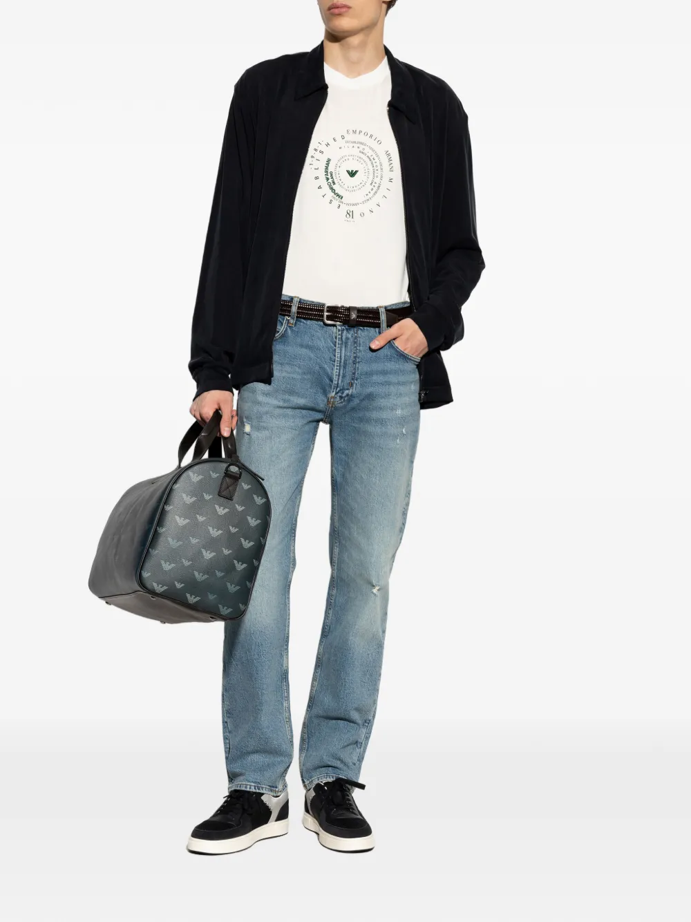 Emporio Armani Jeans met gerafeld logoplakkaat Blauw