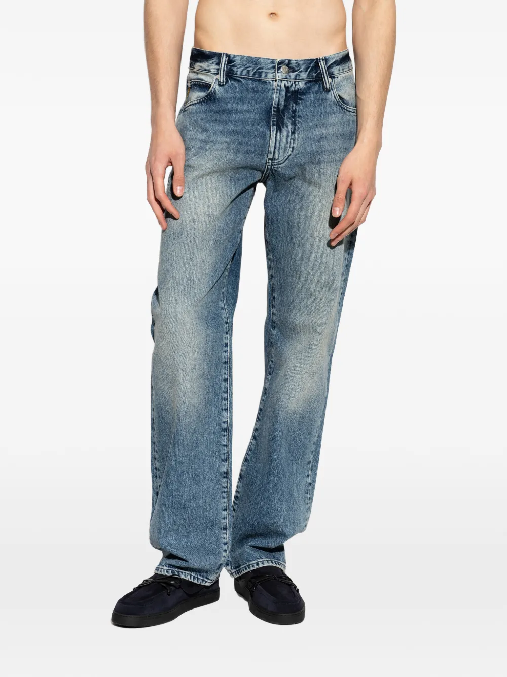 Emporio Armani Straight jeans met vervaagd effect Blauw