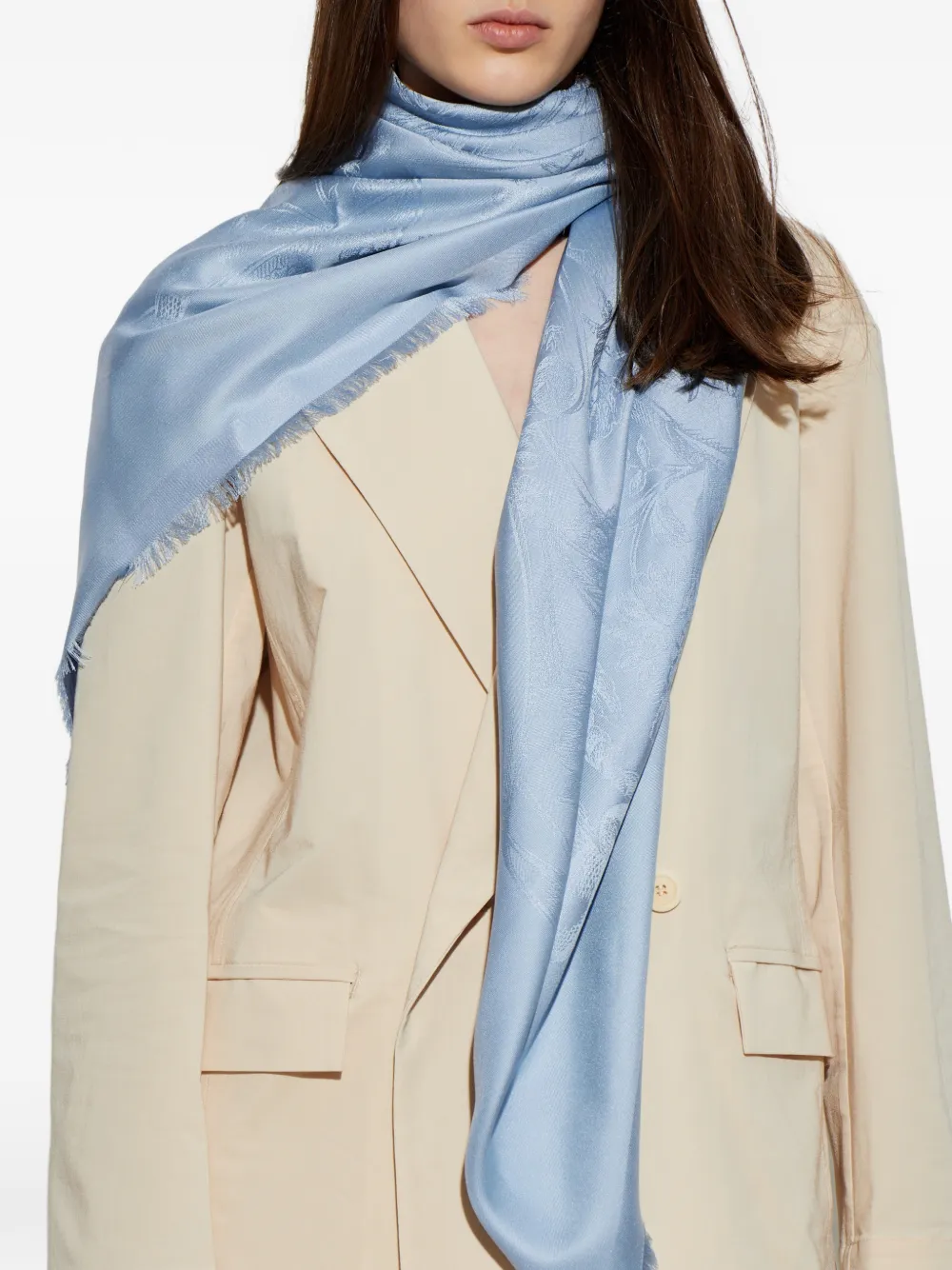 Ferragamo Sjaal met franje Blauw