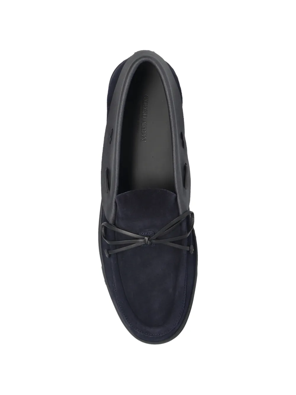 Giorgio Armani Suède loafers met strikdetail Blauw