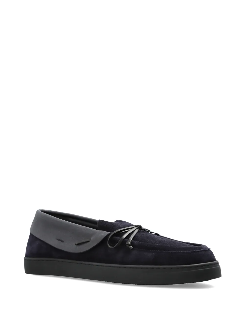 Giorgio Armani Suède loafers met strikdetail Blauw