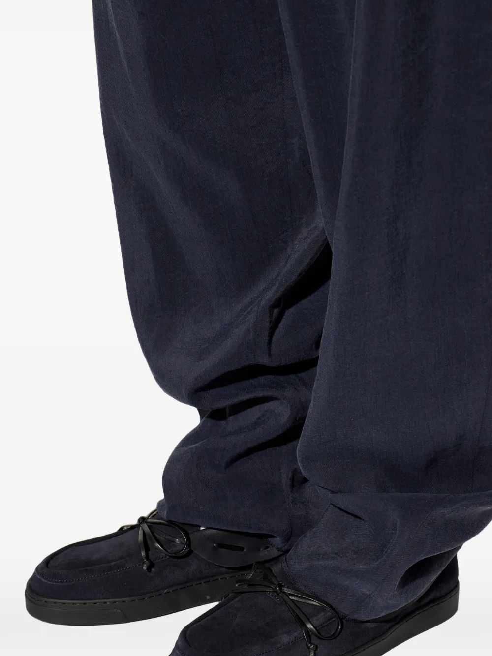 Giorgio Armani Suède loafers met strikdetail Blauw