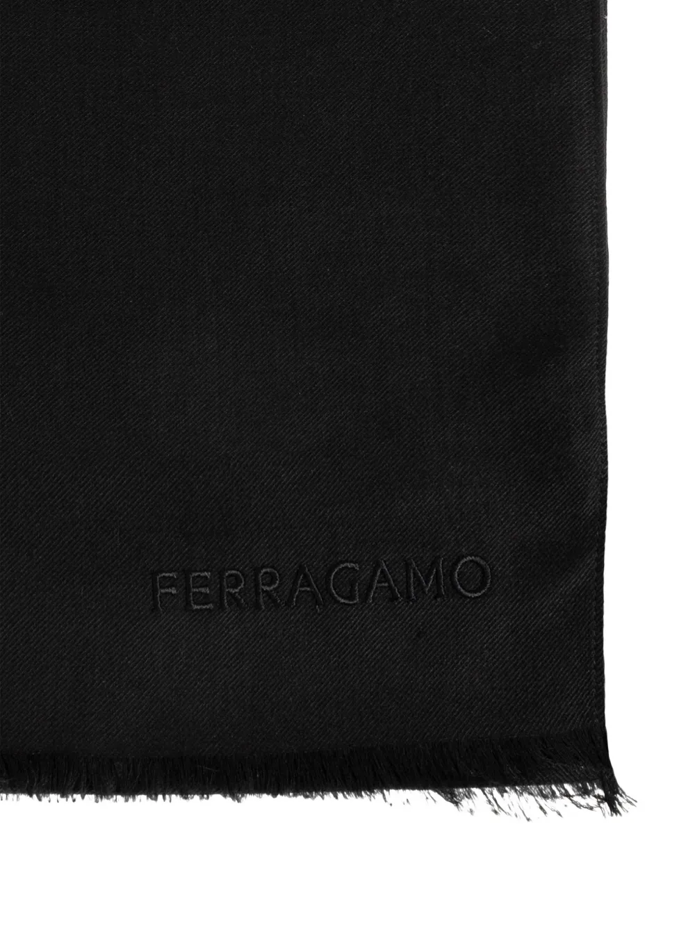 Ferragamo Sjaal met geborduurd logo en franje Zwart