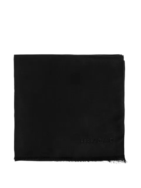 Ferragamo logo-embroidered frayed scarf