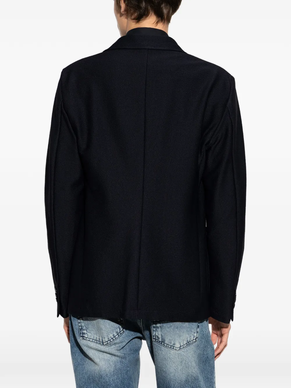 Giorgio Armani Jack met gekerfde revers en textuur Blauw