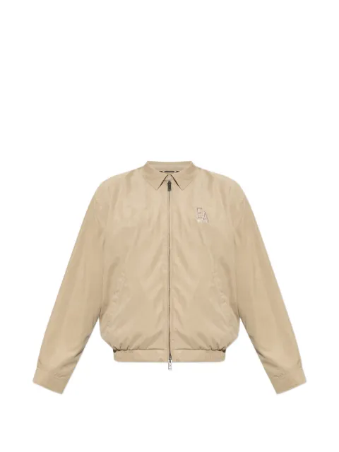 Emporio Armani logo-embroidered zip-up jacket