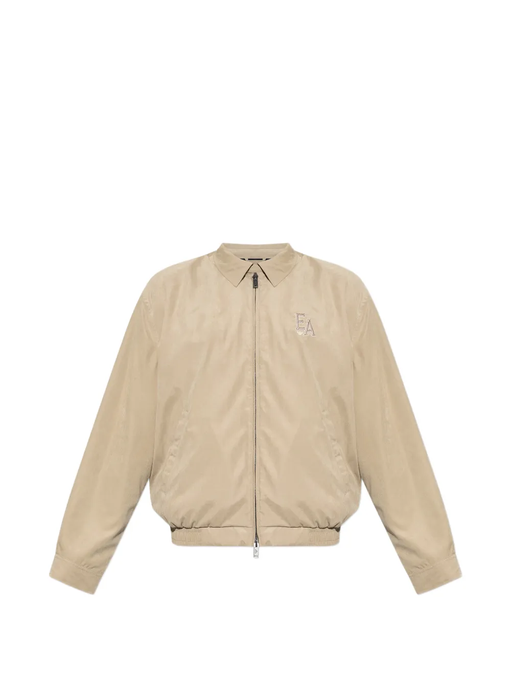 Emporio Armani logo-embroidered zip-up jacket - Toni neutri