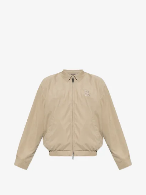 Emporio Armani logo-embroidered zip-up jacket