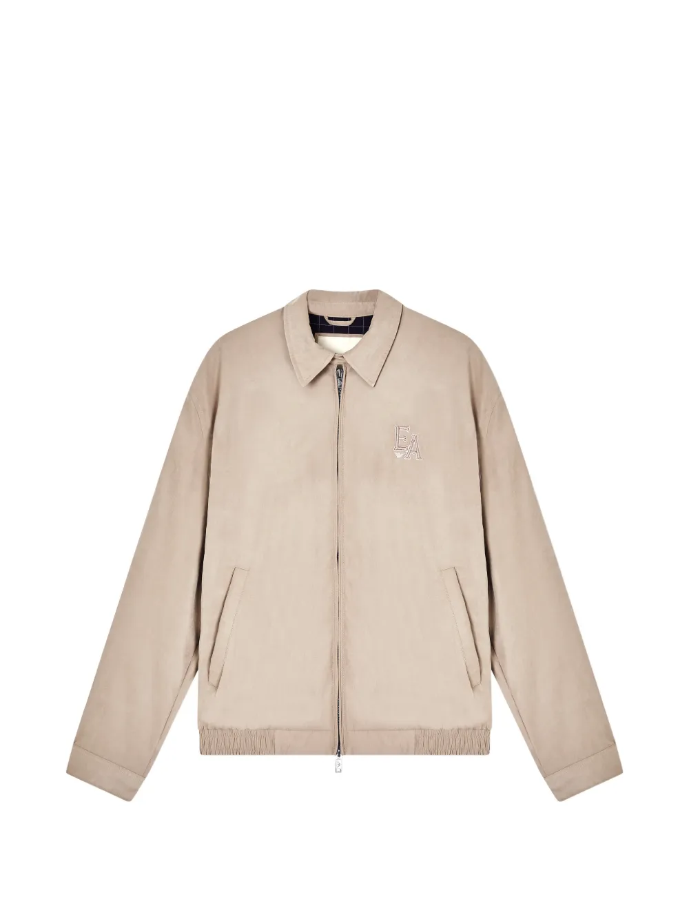Emporio Armani logo-embroidered zip-up jacket - Toni neutri