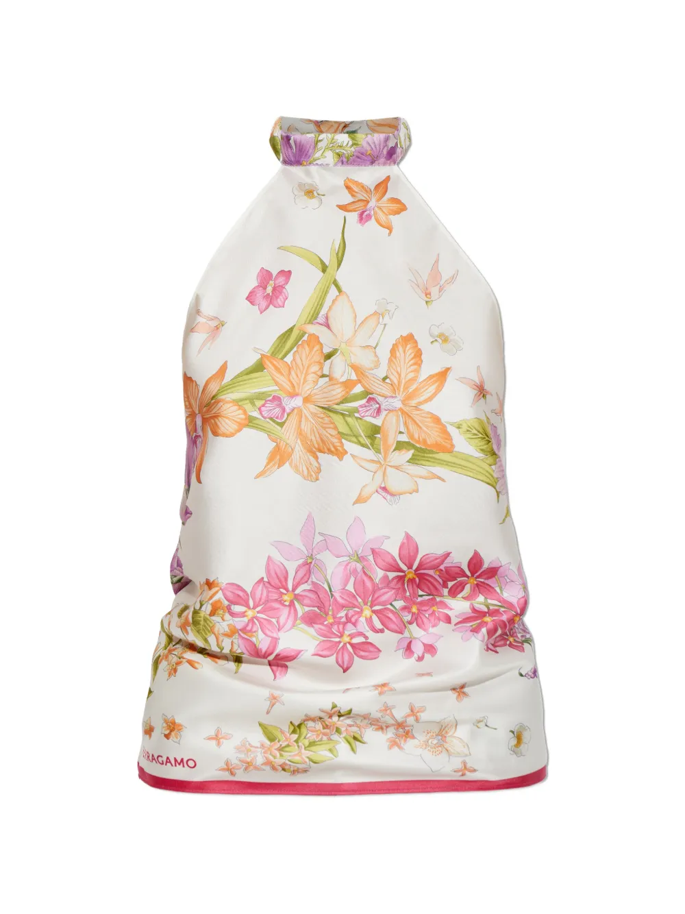Ferragamo floral-print halterneck top - Weiß