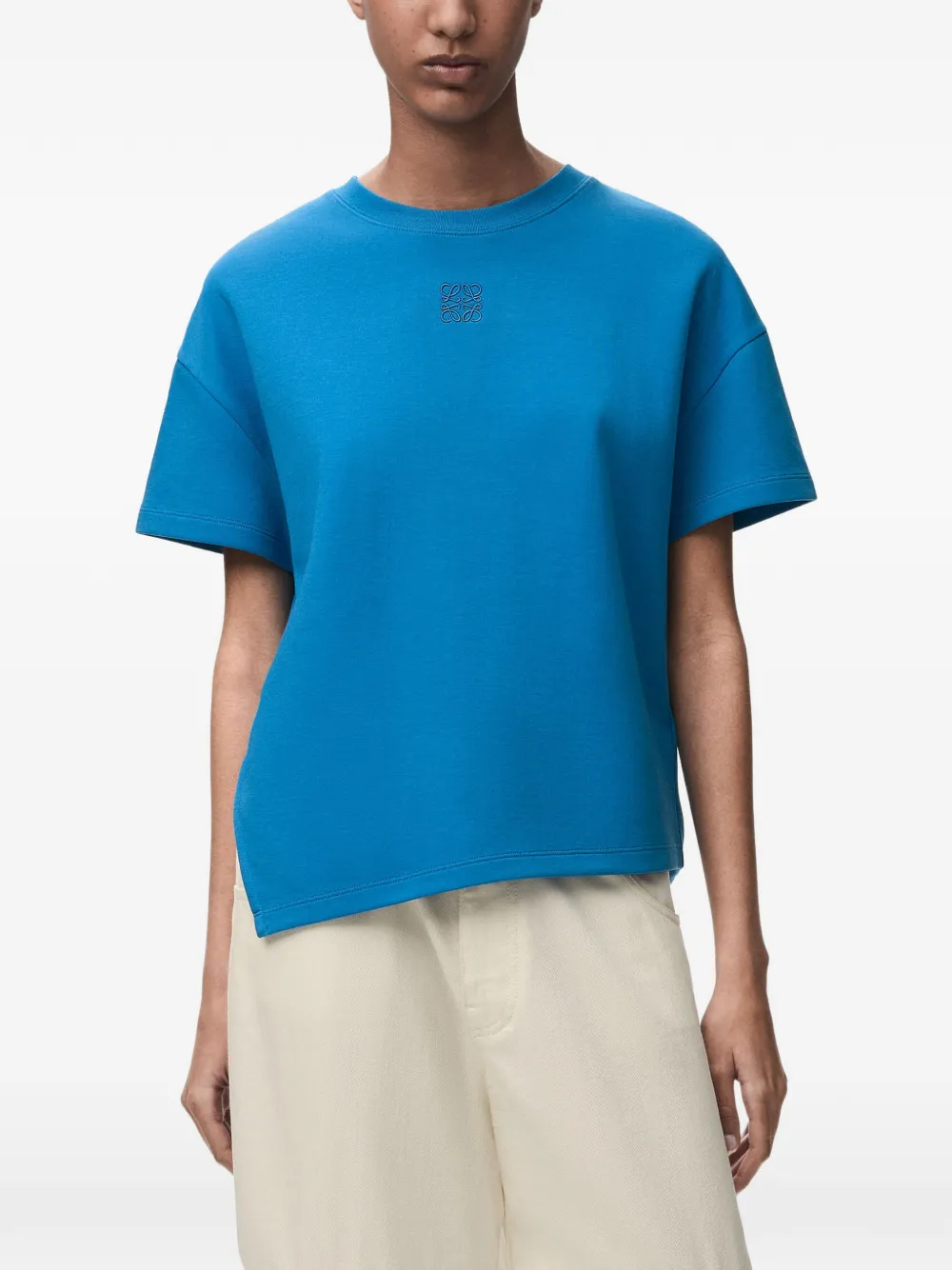 LOEWE Asymmetrisch T-shirt van katoenblend Blauw