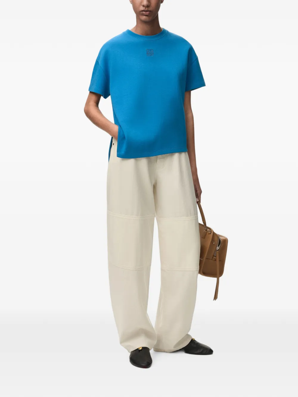 LOEWE Asymmetrisch T-shirt van katoenblend Blauw