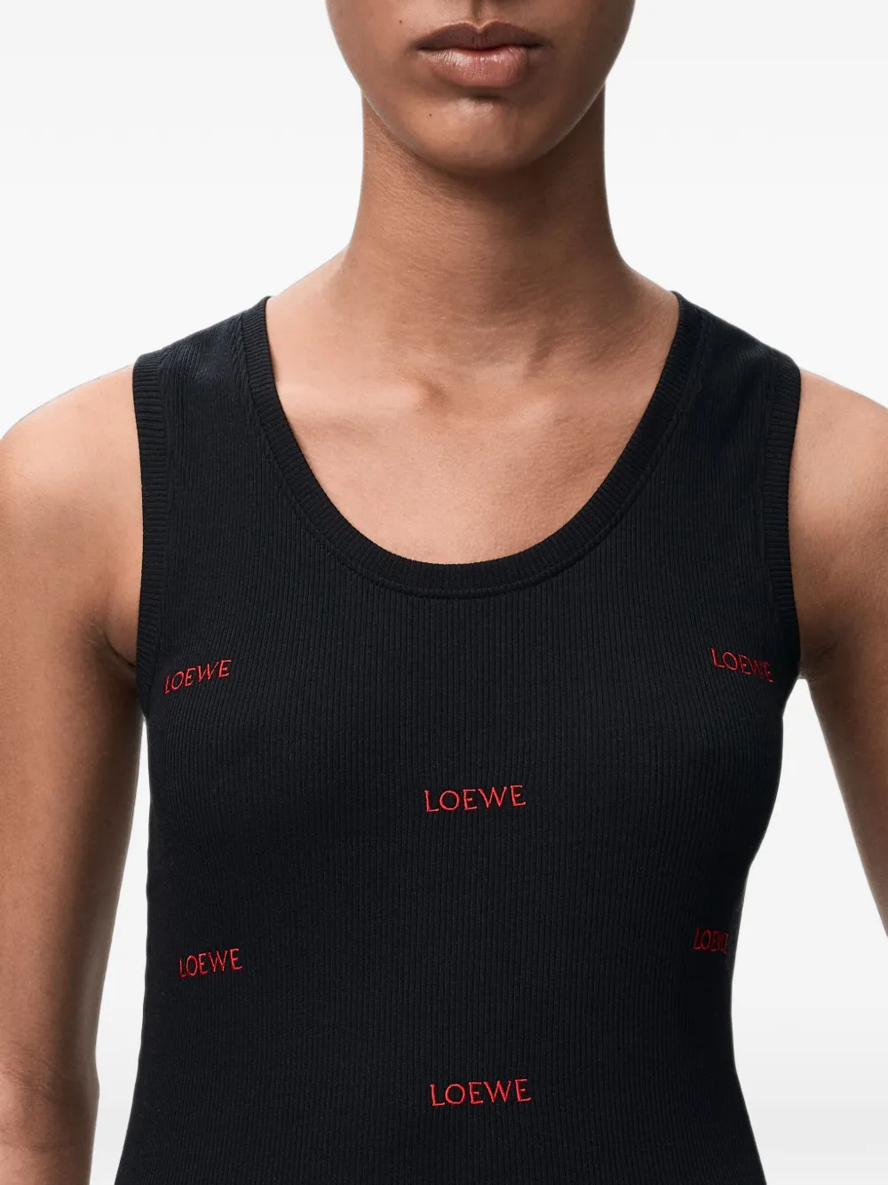 LOEWE Tanktop met geborduurd logo Zwart