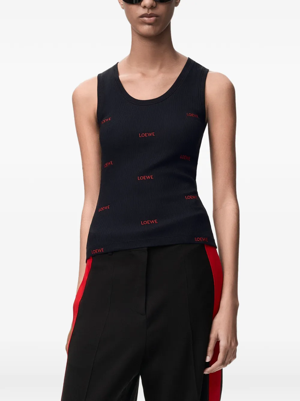 LOEWE Tanktop met geborduurd logo Zwart