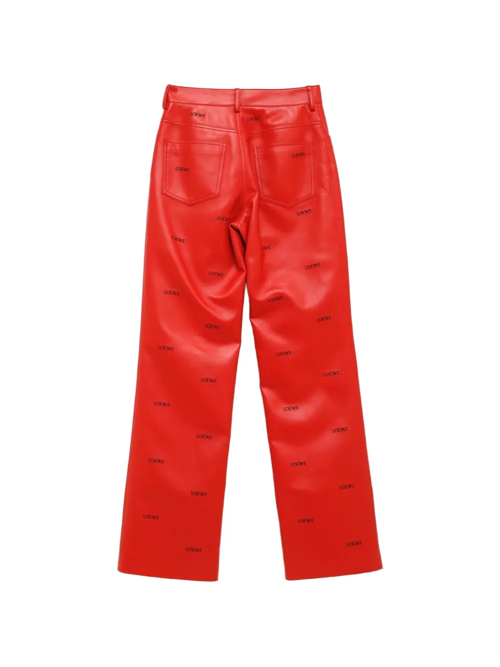 LOEWE logo-print leather trousers Rood