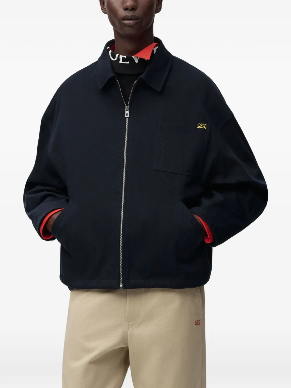 LOEWE Jack met geborduurd logo en rits Blauw