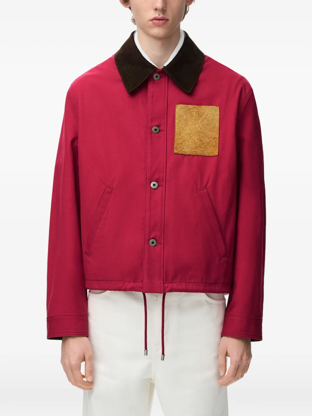 LOEWE Jack met opgestikte zak en ribfluwelen kraag Rood