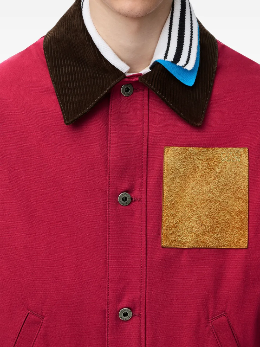 LOEWE Jack met opgestikte zak en ribfluwelen kraag Rood