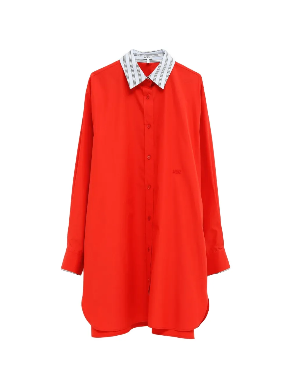 LOEWE striped-collar mini shirt dress - Rosso