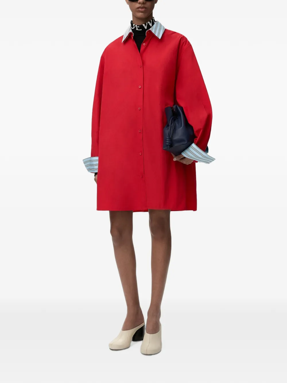 LOEWE contrast-collar mini shirt dress