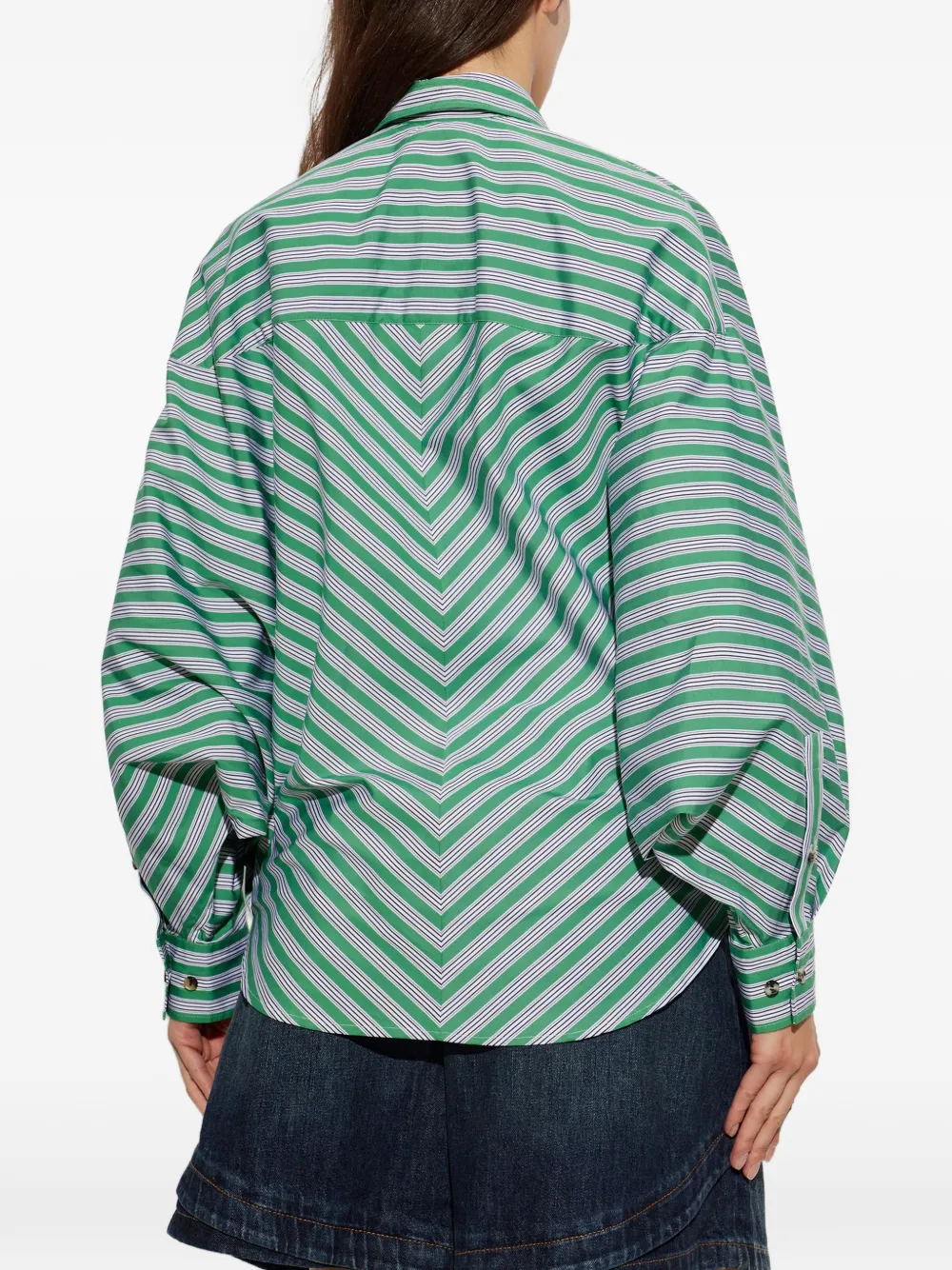 LOEWE Anagram gestreept blouse met borduurwerk Groen