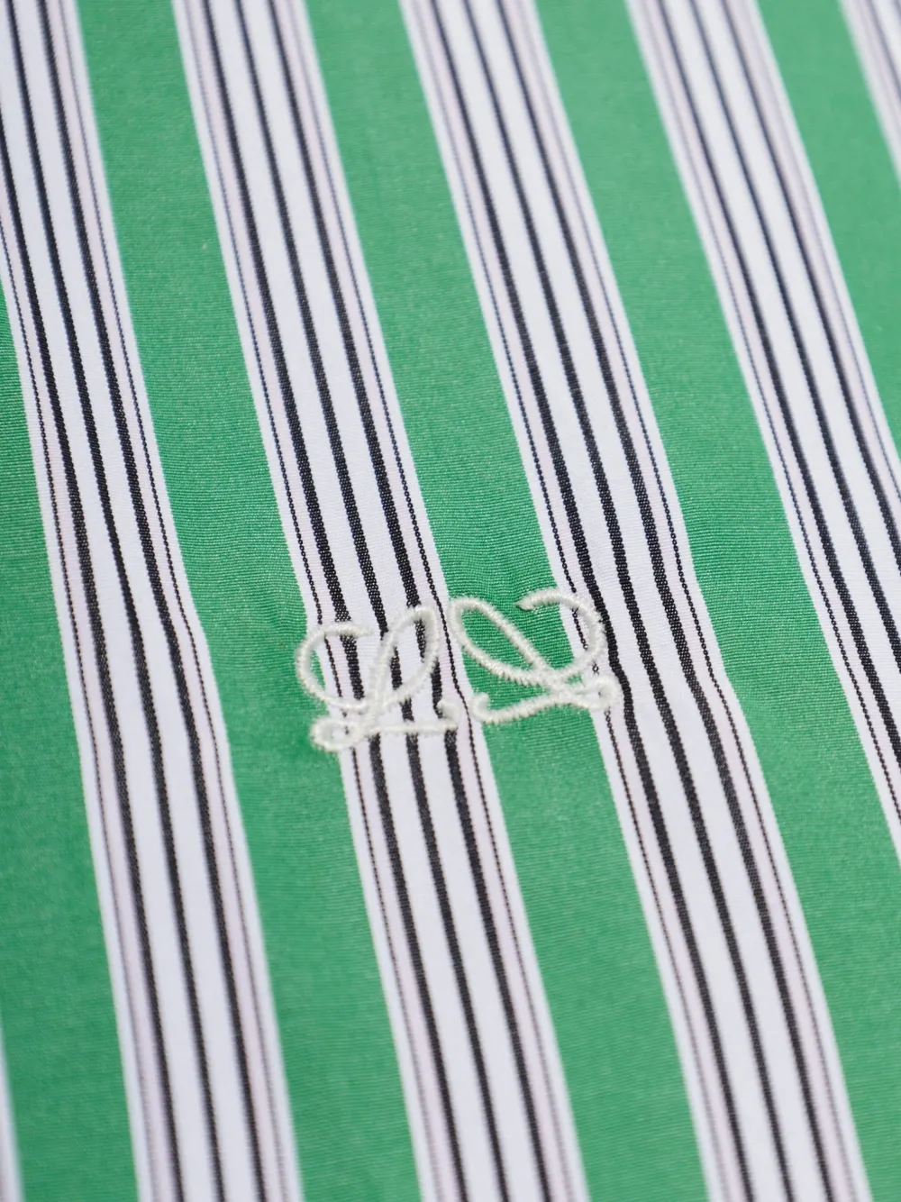 LOEWE Anagram gestreept blouse met borduurwerk Groen