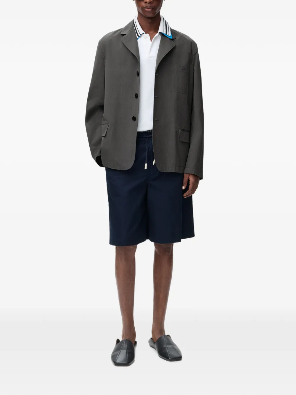 LOEWE Drawstring Shorts in Cotton in Blue, view 2