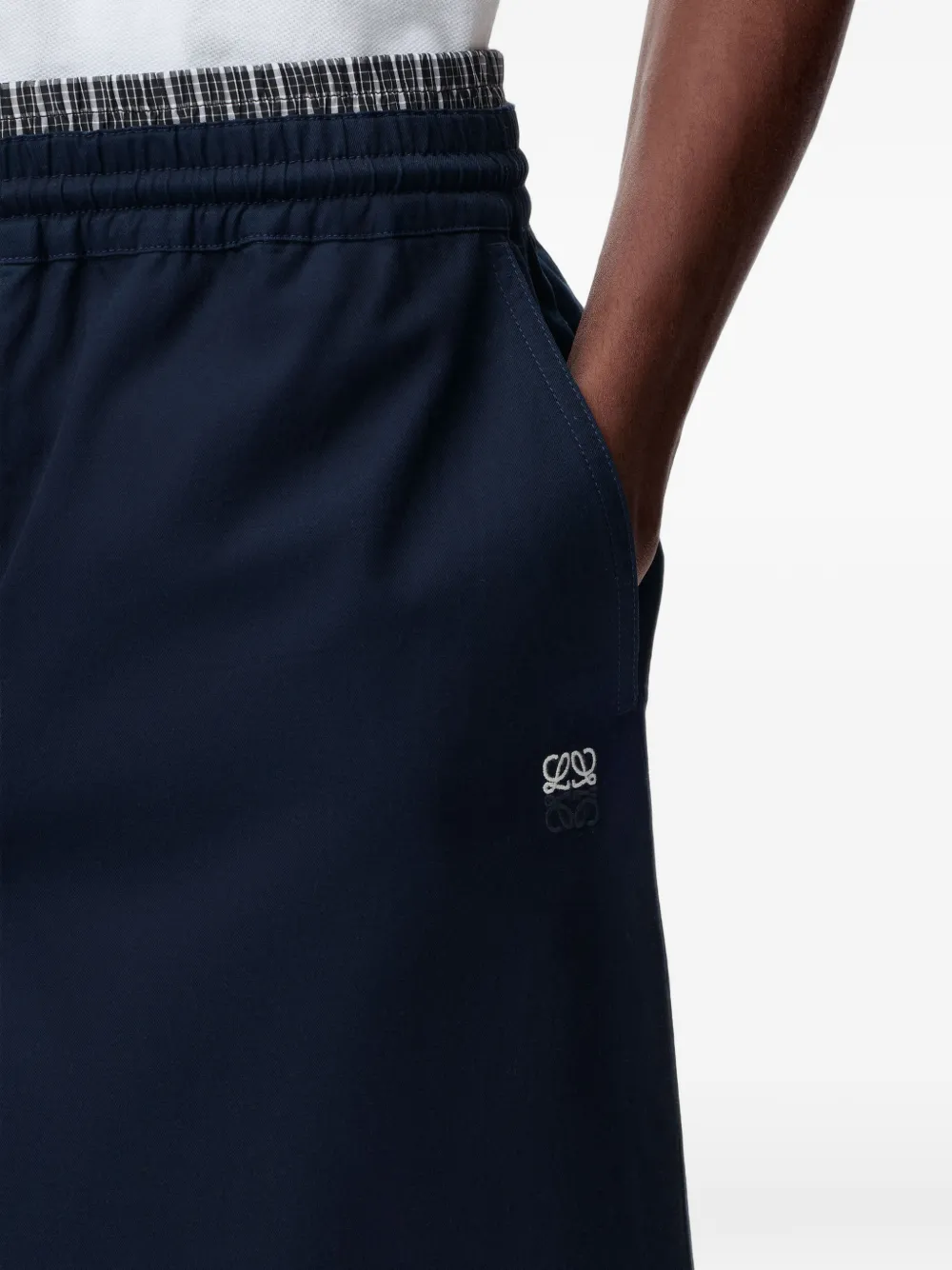 LOEWE Drawstring Shorts in Cotton in Blue, view 4