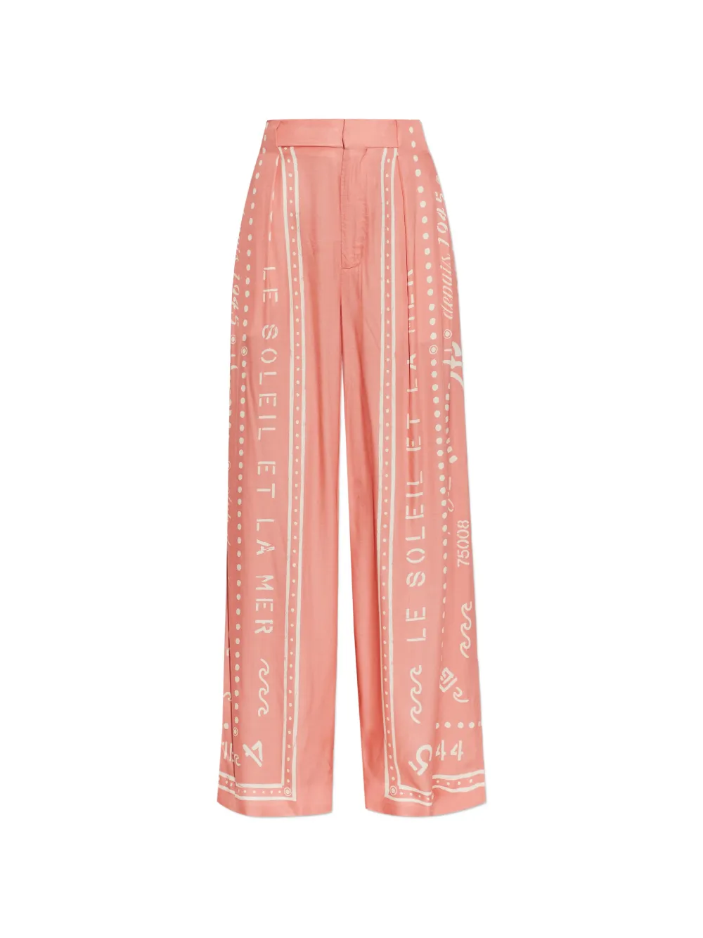 Balmain slogan-print palazzo pants - Pink