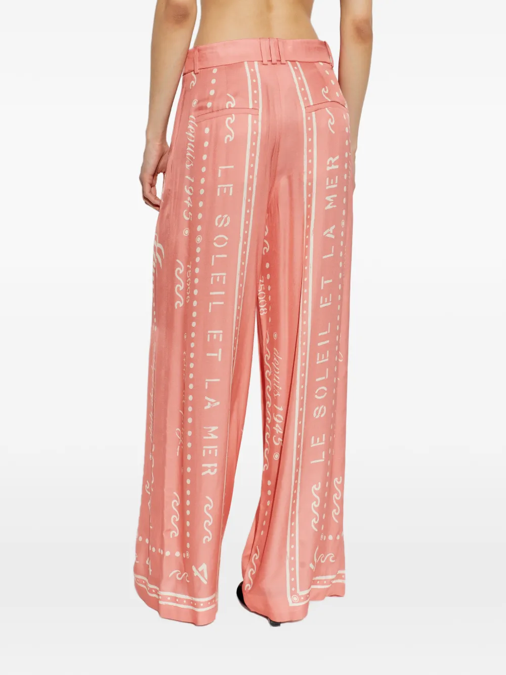 Balmain Palazzo broek met tekst Roze