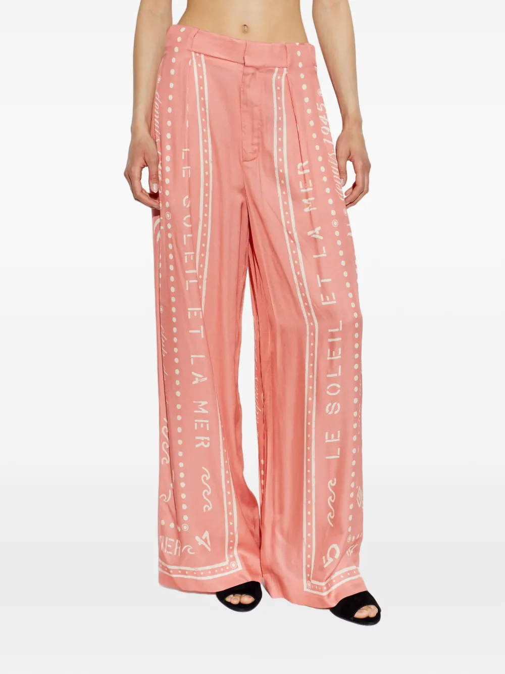 Balmain Palazzo broek met tekst Roze