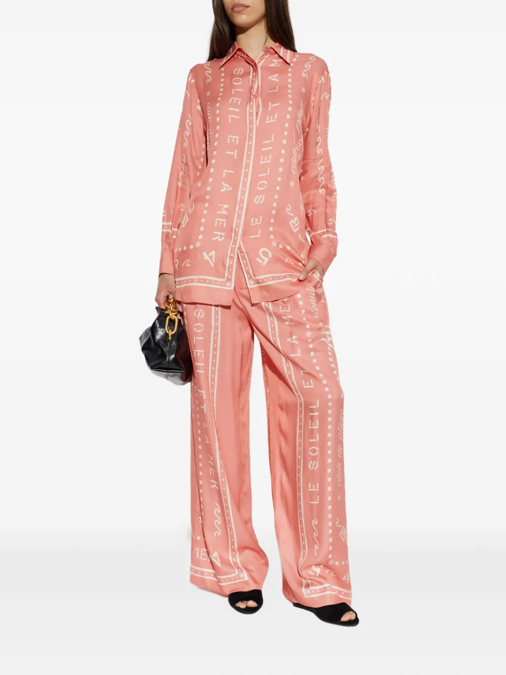 Balmain Palazzo broek met tekst Roze