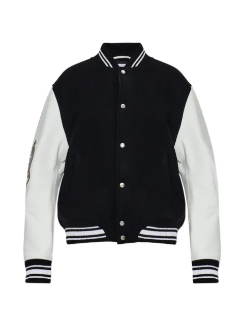 Off-White logo-embroidered leather-sleeve jacket