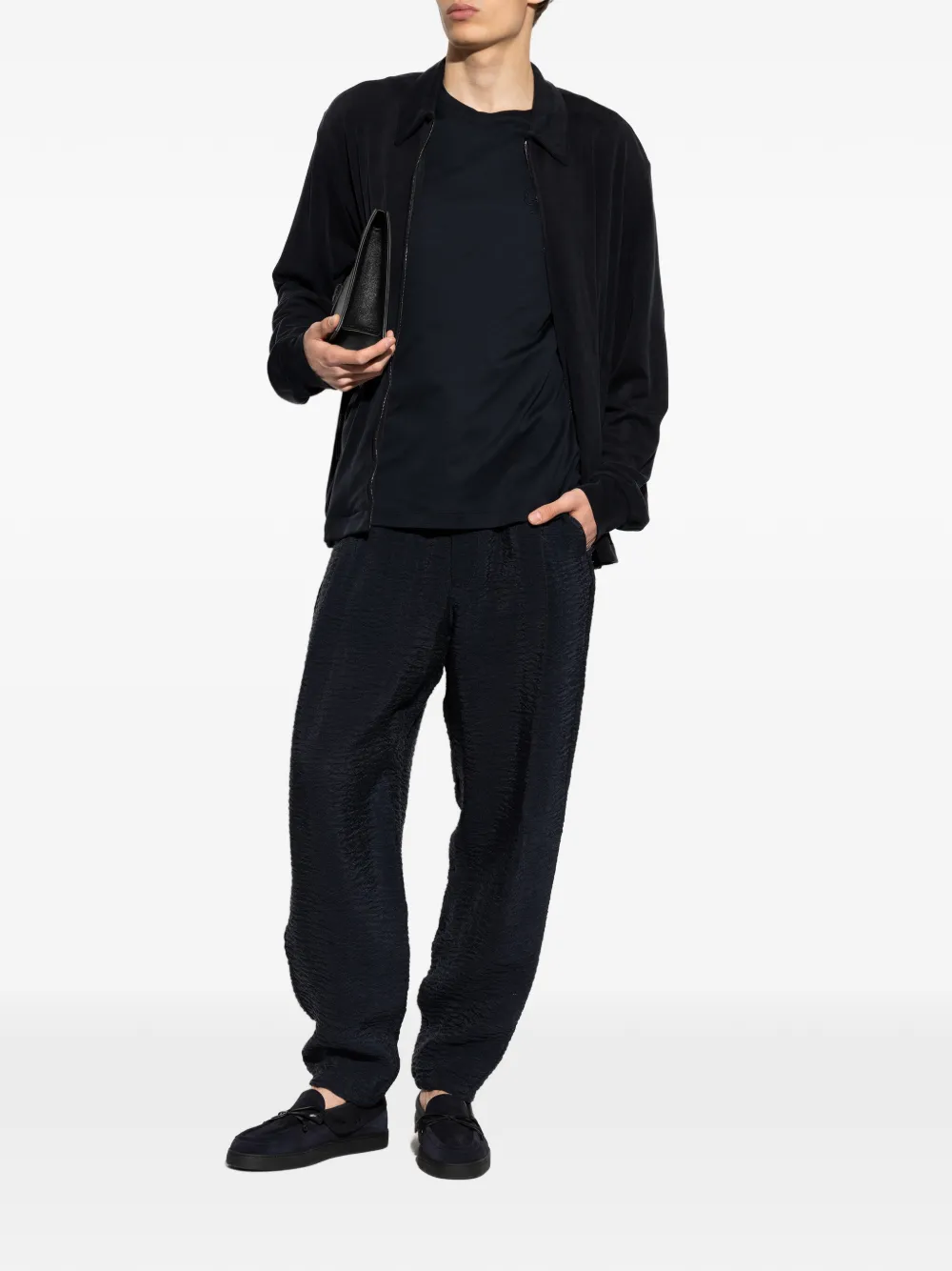 Giorgio Armani Jack met rits en kraag Zwart