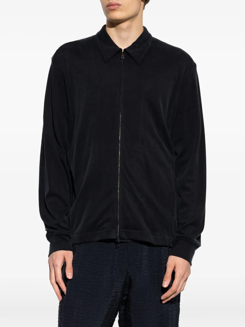 Giorgio Armani Jack met rits en kraag Zwart