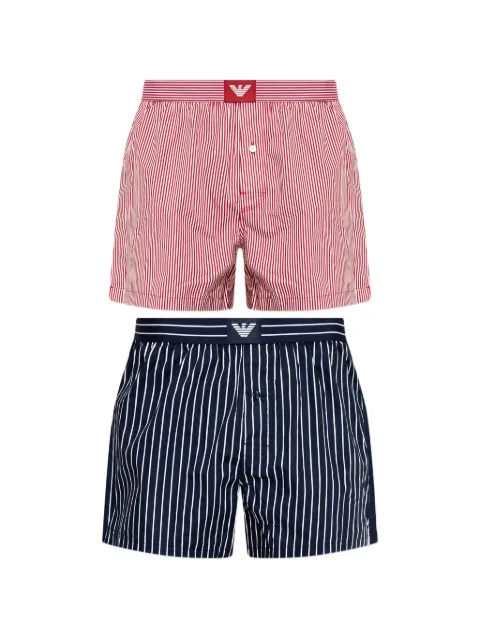 Emporio Armani vertical-stripe logo-patch boxers (set of two)