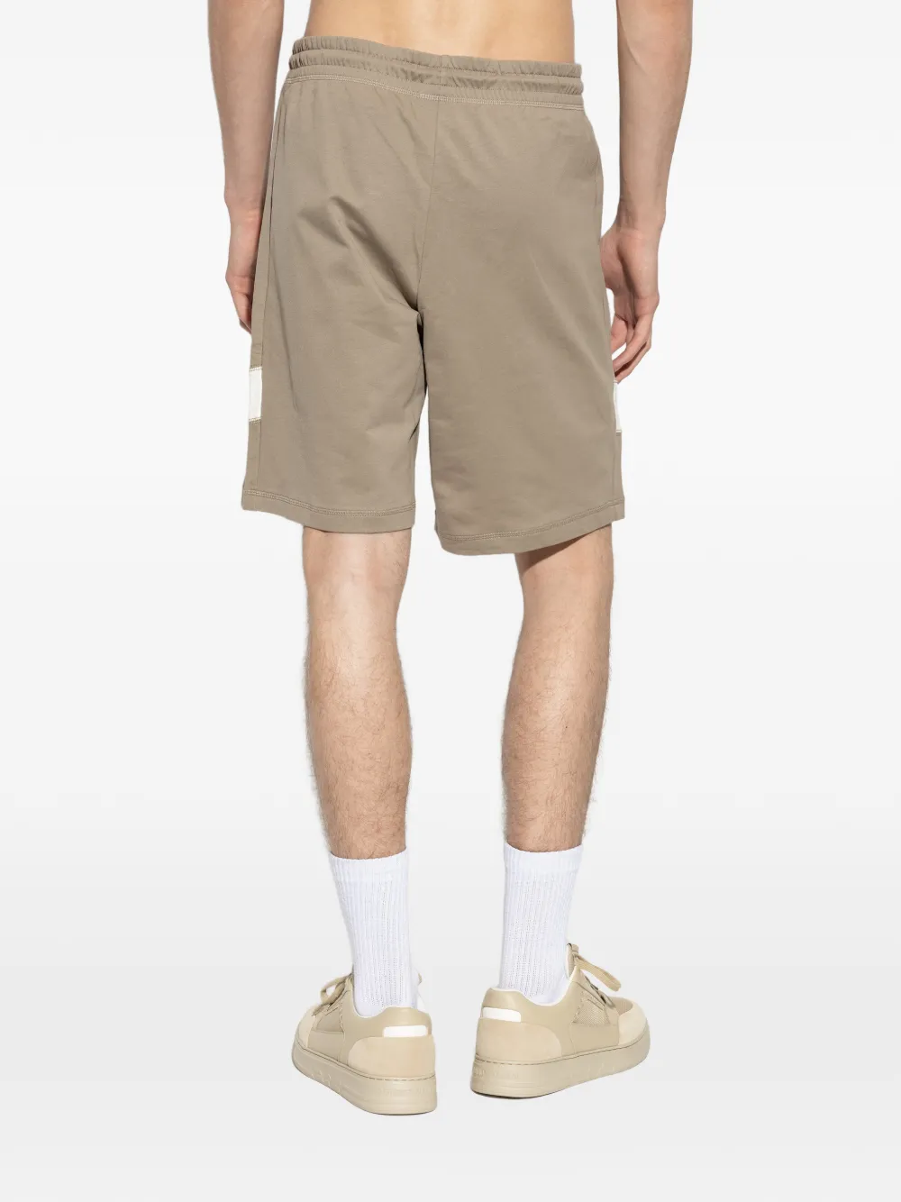 Ea7 Emporio Armani Trainingsshorts met logoprint en trekkoord Beige