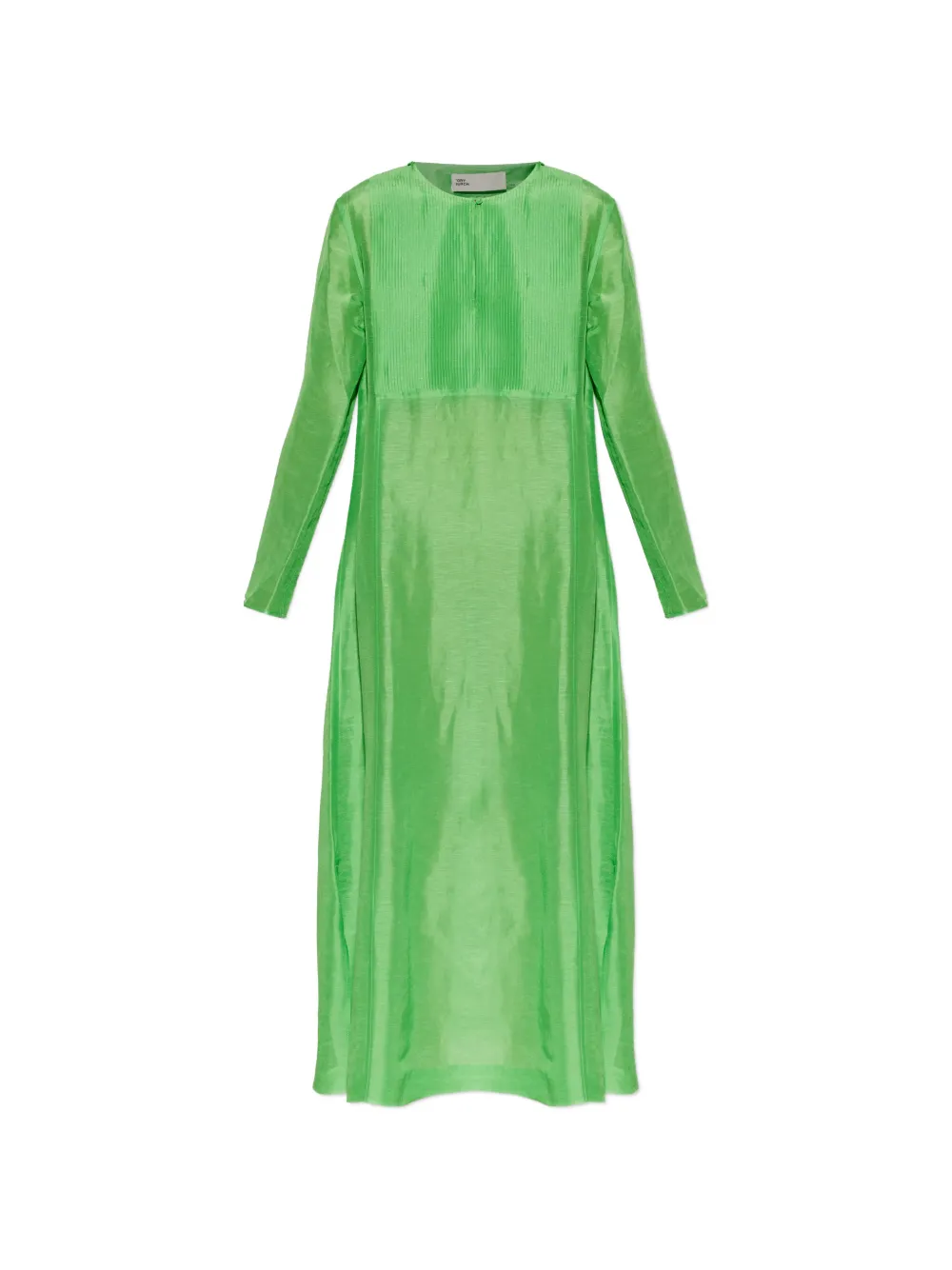 Tory Burch pleated-bib long-sleeve maxi dress - Verde