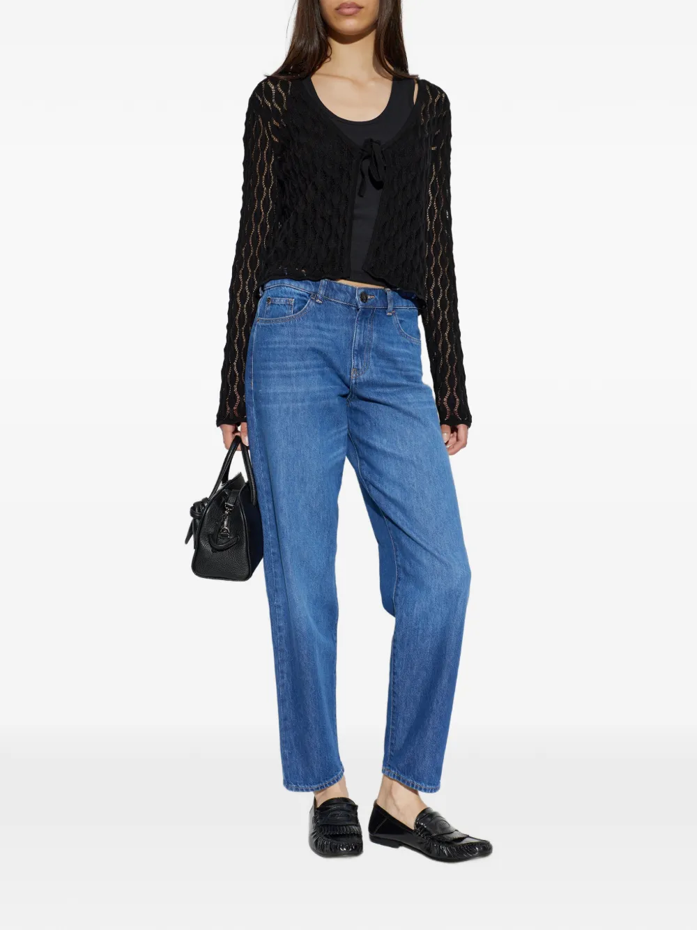 Emporio Armani Straight jeans met logoplakkaat Blauw