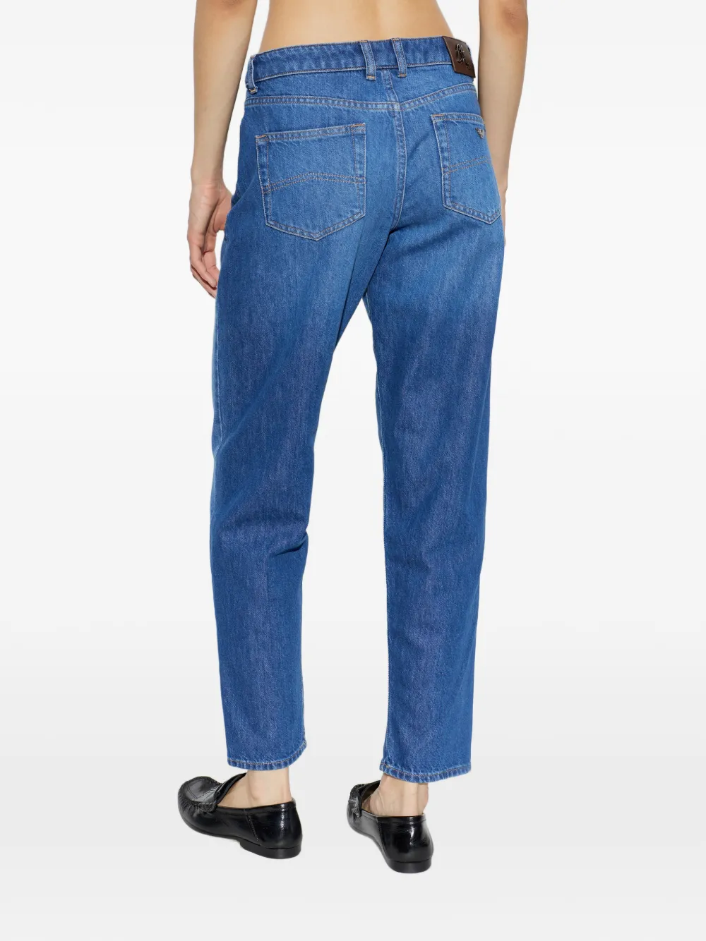 Emporio Armani Straight jeans met logoplakkaat Blauw