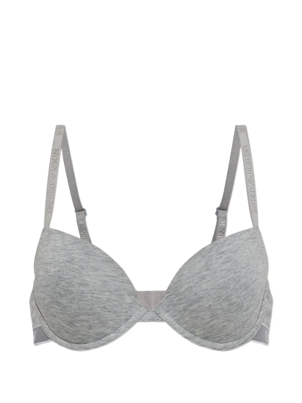 Emporio Armani Logo-tape Underwired Bra In Gray