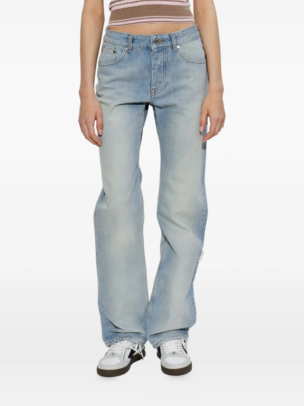  Off-white Vaqueros Rectos Con Logo - Azul 